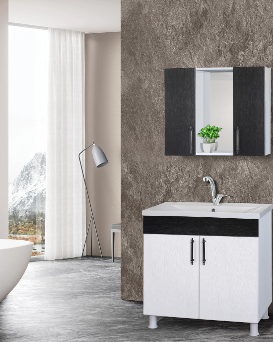 203 SAMARA Beyaz-Siyah PVC Banyo Dolabı