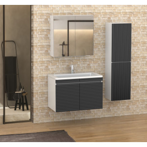 220 FEZA Beyaz-Antrasit PVC Banyo Dolabı